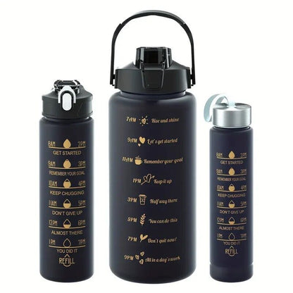 Sports Water Bottle Travel Leakproof Large Gym Drinking Time Marker with Straw