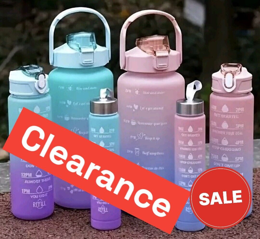 Sports Water Bottle Travel Leakproof Large Gym Drinking Time Marker with Straw